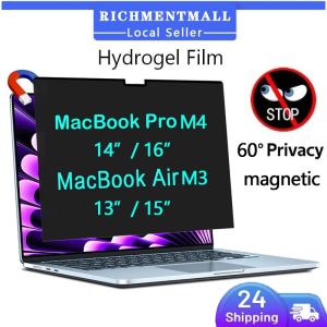 【✅SG LOCAL STOCK🔥】RICHMENTMALL Privacy Anti-Spy Magnetic Hydrogel Screen Protector for MacBook Pro M4/MacBook Air M3 - Anti-Glare Filter HD Clarity Bubble-Free Installation & Case Friendly