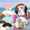 50 Packs White Paper Fans Paper Hand Fan Bamboo Folding Fan Handheld Fan Paper Folded Fan Paper Fan for Wedding Party and Home Decoration. 