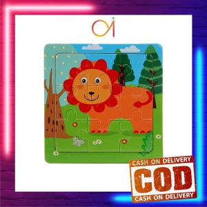 AI-M167 Kendaraan Puzzle Kayu 9Pcs Mini Wooden Puzzle Dan Mainan Edukasi Puzzle Anak Karakter Hewan