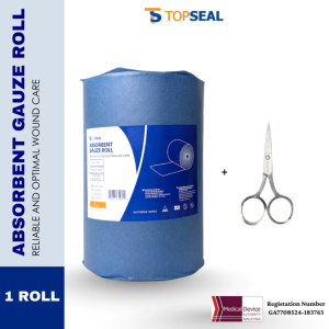 TOPSEAL ABSORBENT GAUZE ROLL 100 Yards (1.1 kg) Cotton Gauze Dressing High Absorbency Non-sterile for Wound Care. 5 METER / 100 YARD UNFOLDED EDGE NON-STERILE 36" X 100 YARDS.
