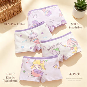 AILEBE Kids Underpants 4PCS 100% Pure Cotton Boxer Briefs For Girls Soft Breathable All-Day Comfort Elastic Waistband Secure Fit Easy Wash Quick Dry Perfect For Dailywear Great Value 4-Pack