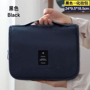 Zipper Cosmetic Bag Nylon Travel Toilet Cosmetic 4Layer Storage Bag Waterproof Foldable Pouch Organizer with Hanger Hook