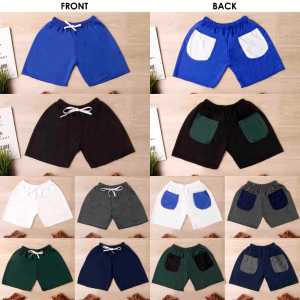 Dhadomkids - CELANA PENDEK ANAK POLOS KOMBINASI KANTONG BELAKANG ANAK LAKI LAKI & PEREMPUAN USIA 1-8 TAHUN BAHAN BABYTERRY