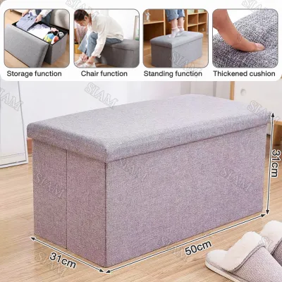 Large Capacity Storage Stool Chair Sofa Folding Storage Chair Box FOOTSTOOL OTTOMAN COVER Toy Organizer Home Organizer Storage Box