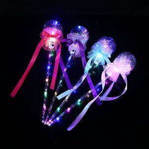 Creative Crystal Magic Wand LED Light-up Sparkling with Ribbon Ball Love Shape Stick Glowing Toys Birthday Wedding Party Festival Supplies