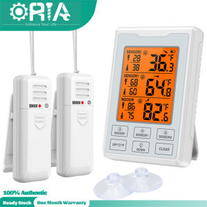 ORIA Digital Refrigerator Thermometer Freezer Temperature Gauge Room Thermometer 2 Wireless Sensors Indoor and Outdoor