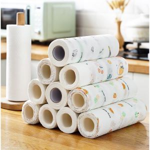 Tisu Dapur Lazy Wipes Tisu Gulung Roll Isi 50 Lembar Tissue Roll Gulung Dapur Penyerap Minyak Multifungsi Bisa Di Cuci-Motif (20x20cm)