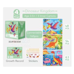 Kids Advanced Puzzle Series Stage 1-7 Development Jigsaw Puzzles Box Set Dinosaurs Animals Early Learning Young Children