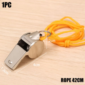 2PCS Loud Metal Whistle Team Sport with Rope Strong Sport Whistle Compact Wear Resistant Stainless Steel Whistles Lifeguards