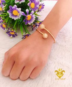 Gelang Wanita Fashion Bulat Kristal Putih Lapis Emas 18K