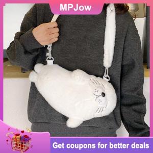 【MPJow】 Adorable Seal Plush Handbag Portable Autumn Winter New Cute Seal Fur Bag Ladies Handbag Soft Women Girls Pouch Bag