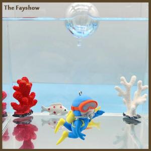 [The Fayshow] ของตกแต่งตู้ปลารูปปลาวาฬรูปหญิงสาวพร้อมลูกบอลพลาสติกลอยน้ำได้ถังปลานักดำน้ำเครื่องประดับตกแต่งตัวการ์ตูนน่ารัก