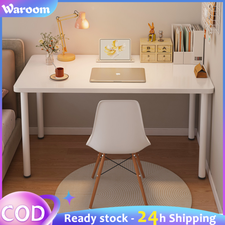WAROOM White Study Table Office Computer Desk Simple Modern Writing ...