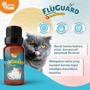FLU-GUARD 5gr by Golden Paw Obat Kucing Flu Berat dengan Antibiotik Demam Pilek Bersin Kucing Ampuh Obat Batuk Kucing Flucat Doxycat Obat Kucing Sakit Lemas Flu Fludan Agege Saputra Catapaw Babah Cat House Olive
