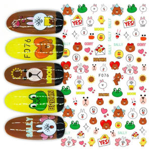 Sticker Dán Móng Tay 3D Chống Nước Hoạ Tiết Mèo Máy Mon / Mèo Totoro / Mèo Kawaii / Gấu Nâu Thỏ Trắng / Gấu Mèo Rascal /Nails sticker Series F073 - F078