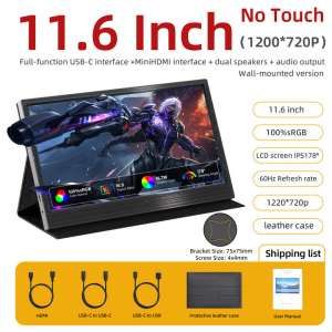 DITU จอภาพสัมผัส 15.6 นิ้ว  จอภาพ LCD พกพาสำหรับเล่นเกม 1080P FHD จอภาพ HDMI Type-c สำหรับโทรศัพท์ แล็ปท็อป สวิตช์ PS3/4/5 มินิพีซี คอมพิวเตอร์ Xbox