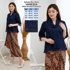 Atasan Kebaya Brokat Wanita Modern Lengan 3/4 Motif Bunga Elegan Mewah Aneka Warna Cantik Kekinian Vanessa