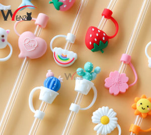 Cute Silicone Dustproof Glass Straw Cap Environmental Protection Straw Cap Straw Dust Plug Accessories