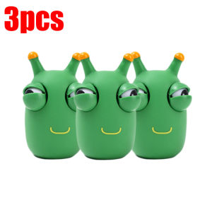 1/3 PCS Novelty Green Worm Squeeze Toys Eye Fidget Sensory Stress Relief Toys for Kids & Adults Birthday Gifts