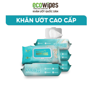 HÀNG CÔNG TY_Combo 05 gói khăn ướt Happy Kids gói 100 tờ không mùi không parabens dùng cho em bé