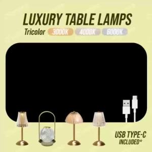 WeHome Led Touch Table Lamp Luxury Crystal Night Light 3 Color Dimmable USB Rechargeable Desk Light