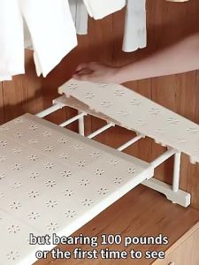 SG Next Day Delivery Adjustable Wardrobe Organizer Stackable PP Shelf Space-Saving Closet Divider Storage
