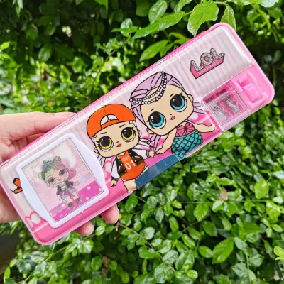 Kotak Pensil Kartun/ Kotak Pensil Magnet 2 Sekat / Kotak Pensil Anak Dilengkapi Rautan / Kotak Pensil Karakter Lucu