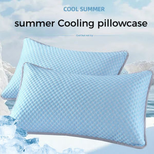【Super low price】2pcs Cooling Summer Pillowcases Ice Fiber Breathable Air Conditioning Cool Pillow Covers Soft Cozy Solid Double Bed Pillowcases