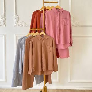 BV - Clara Set Kemeja Waffle Knit Premium Atasan Bawahan Setelan Wanita