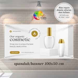 Cetak Spanduk Banner Grey and Gold Modern Cosmetics