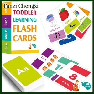 Fanzi 58PCS ABC Alphabet Flashcards Montessori Early Education Toys Baby Shapes Animals Learning Cards Games Puzzles For Kids Gifts