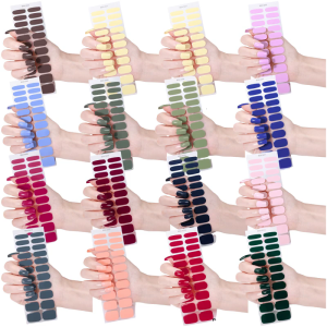 Gel Nail Stickers Set 22Pcs Full Cover Gel Nail Wraps Quick Application No UV Light Needed Gel for Fashionable Women