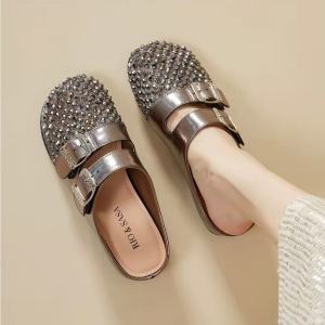 Free Shipping 5CM Inner Height-Increasing Fully Embellished With Rhinestones WomenS Summer Slip-On Sandals With A Mesh Upper And Thick Soles