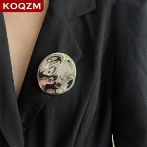 [COD] KOQZM KITCHEN NEW Fashion Minimalist Irregular Geometric Metal Uneven Polished Oval Brooch For Women Girl Party Jewelry Gifts