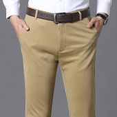 Mens Straight Formal Pants Stretchable Flexible Loose Pant Casual Long Seluar Slack Lelaki Office Business CEO Father Trousers