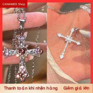 CS Châu Âu Và Mỹ Thời Trang Pháp Zircon Chéo Mặt Dây Chuyền Vòng Cổ Ánh Sáng Sang Trọng Đơn Giản Cá Tính Vòng Cổ Cho Phụ Nữ Đồ Trang Sức