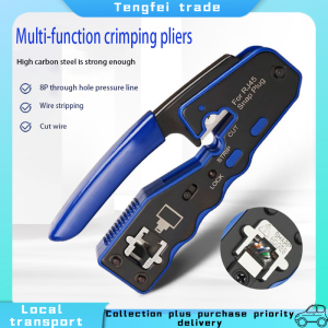 ZoeRax RJ45 Pass Through Crimper Tool Ethernet Crimper EZ Network Crimping Tool Wire Stripper Cutter for Cat7 Cat6a Cat5