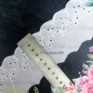 (Per 2 Meter) RDK372 Renda Bordir katun Putih Cantik Lebar 6Cm
