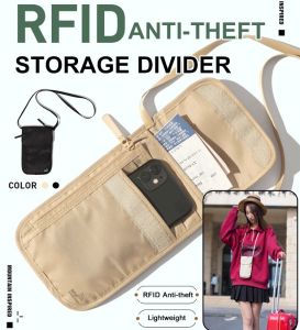 OOTD/RFID Anti-Loss Multifunctional Anti-Theft Travel Document Bag Lightweight Portable Compartment Storage Divider Crossbody Bag