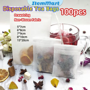 ItemMart Disposable Drawstring Non-Woven Fabric Tea Herb Filter Bag Pouch 100pcs 50pcs