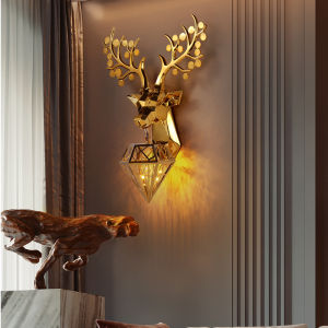 Nordic Creative Deer Head Wall Lamp Home Living room Bedroom Hotel Staircase Entrance Lighting Personalized Animal Wall decorative Lights