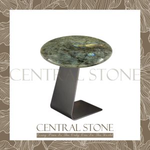 CENTRAL STONE Brazilian Natural Marble Labradorite Coffee Side Table Dia40cm -Blue Jade