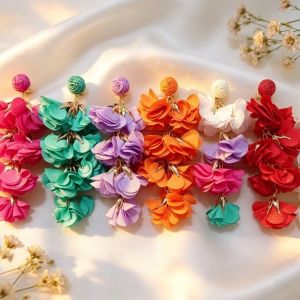 NALANILI Thiết kế đầy màu sắc Bông tai tua rua Phong cách cường điệu Phong cách dân tộc Bông tai kẹp Quá phóng đại Khóa cài dạng kẹp Bông tai phong cách Boho Quà tặng dành cho phụ nữ
