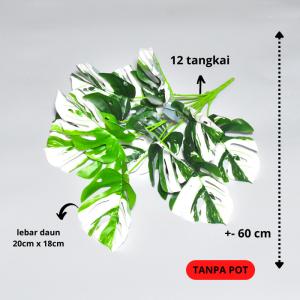 POHON MONSTERA JUMBO ARTIFICIAL DAUN MONSTERA PLASTIK POT MONSTERA JUMBO CORAK PUTIH DEKORASI TANAMAN PLASTIK