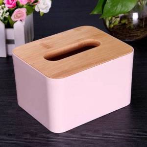 กล่องทิชชู่ ทิชชู่ไม้ กล่องใส่ทิชชู่ มีฝาไม้ ทิชชู่ กล่องเก็บ กล่อง ฝาลายไม้