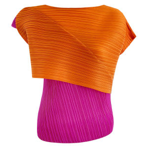 6198 One Size (45-75kg) Irregular Color Matching Joker Top Sleeveless T-shirt with Round Neck in Early Autumn