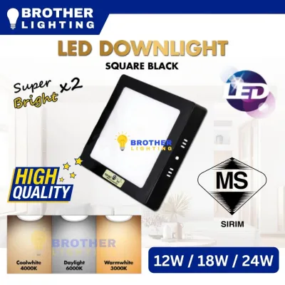 [SIRIM] Premium LED Surface Downlight 12W 18W 24W Ceiling Down Light Round Square Home Lighting Lampu Siling White Black