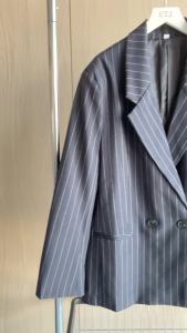 WomenS Street Fashion Oversized Pinstripe Shoulder-Padded Loose Suit Jacket For Women Temperament Suit