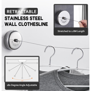 Retractable 2.8 Meter Stainless Steel Wall Clothesline | Clothes Line | Drying rack clothes /Drying rack clothes wall