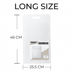 TENSO Vertical Expanding File Organizer Clear Plastic Document Holder Bag with Handle (5 Pockets Long / FC Size)